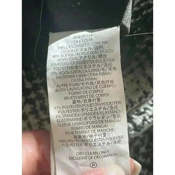 Armani Exchange Double Breasted Wool Blend Belted Pea Coat Black White Size S - Picture 6 of 8